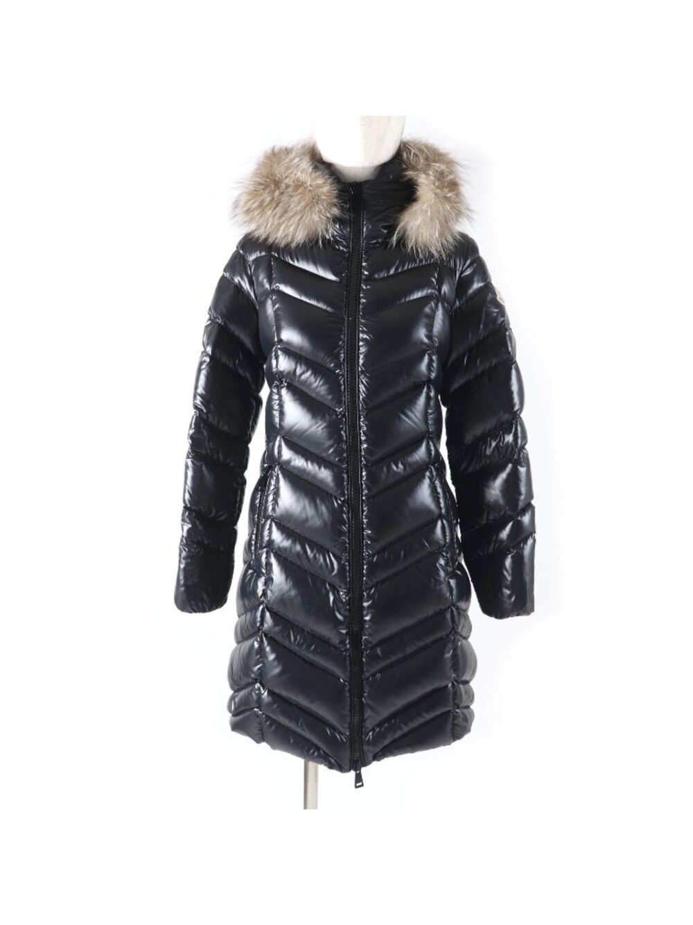 Moncler Fulmar Fox Fur with Hood Down Coat Black Hanger Garment 0